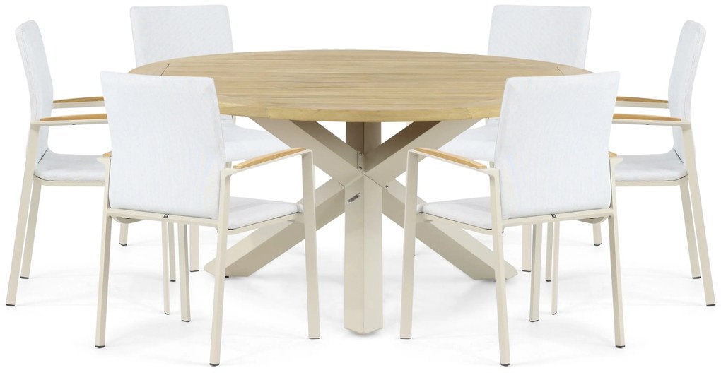 Tuinset 6 personen 160 cm Aluminium/textileen Taupe Lifestyle Garden Furniture Brandon/Rockville