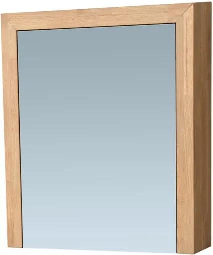Saniclass Natural Wood spiegelkast 59x70x15cm rechthoek vingerlas linksdraaiend Smoked Oak 7923L-SO