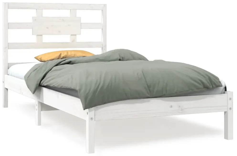vidaXL Bedframe massief hout wit 100x200 cm