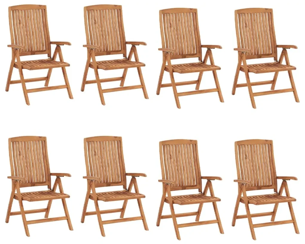 vidaXL Tuinstoelen 8 st verstelbaar met kussens massief teakhout