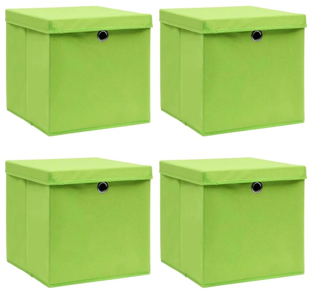 vidaXL Opbergboxen met deksels 4 st 32x32x32 cm stof groen