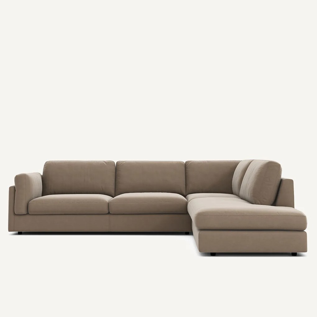 Omvormbare bank met hoek en longchair, fluweel, CÉSAR