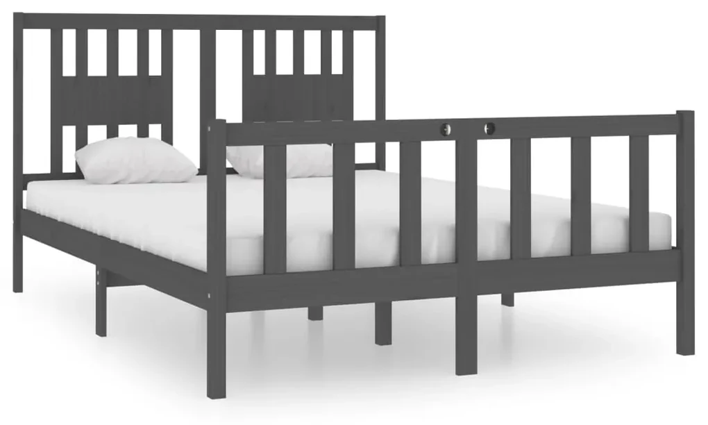 vidaXL Bedframe massief hout grijs 120x190 cm 4FT Small Double