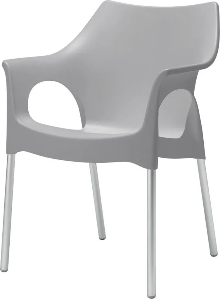 Set van 4 - Scab Ola stapelbare kunststof tuinstoel - Lichtgrijs