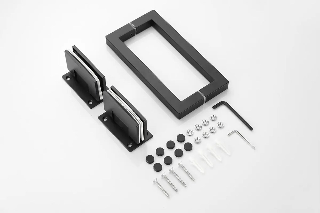 Saniclear Modern scharnieren + handvat voor douchedeur zwart mat