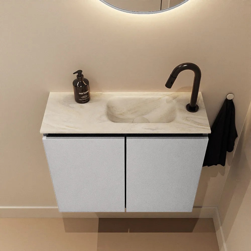 Mondiaz Ture DLux toiletmeubel 60cm plata met wastafel ostra rechts met kraangat