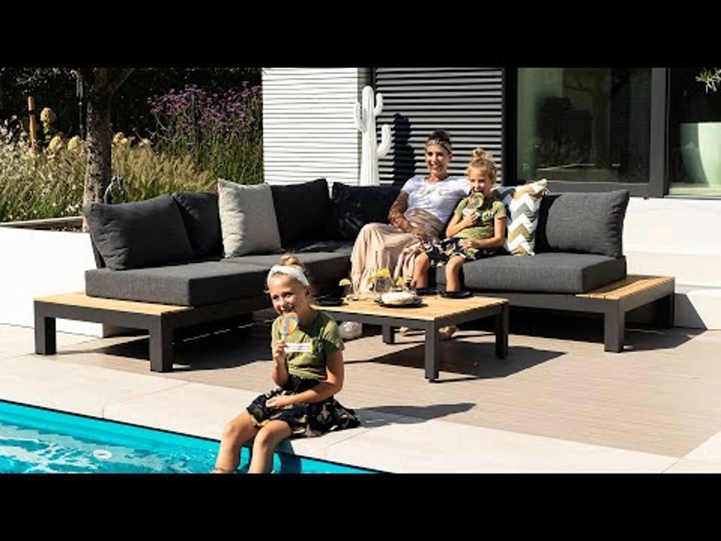 Loungeset 5 personen Aluminium/Teak Grijs Lifestyle Garden Furniture Ravalla