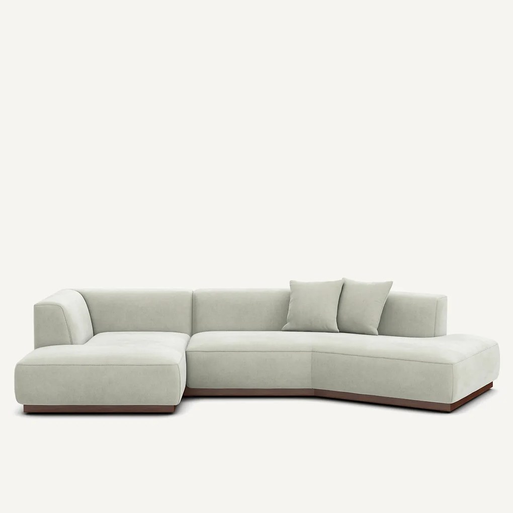 Hoekbank links open in stonewashed fluweel, JACOPO