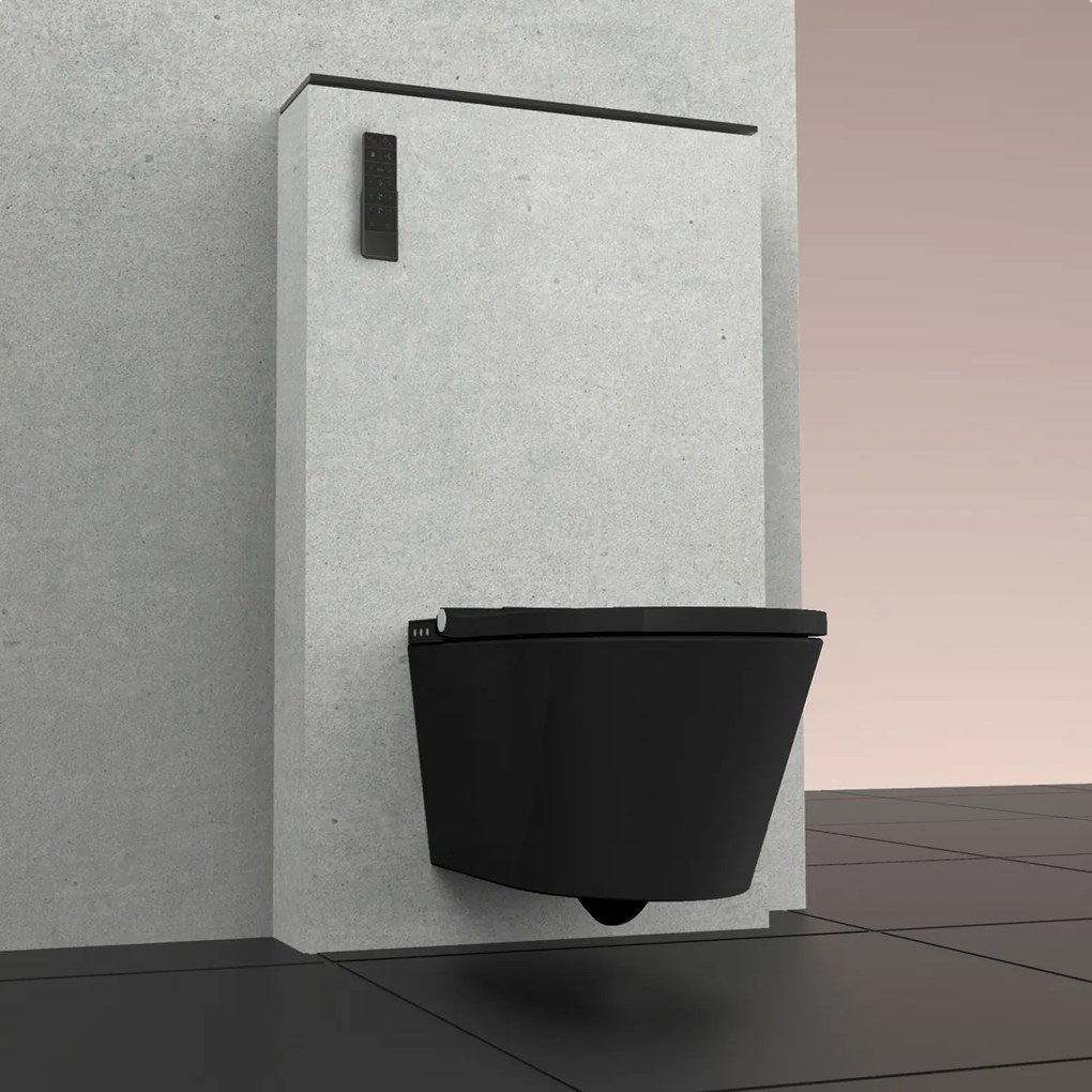 Schutte Cesari randloze douche wc met slimme zitting zwart mat