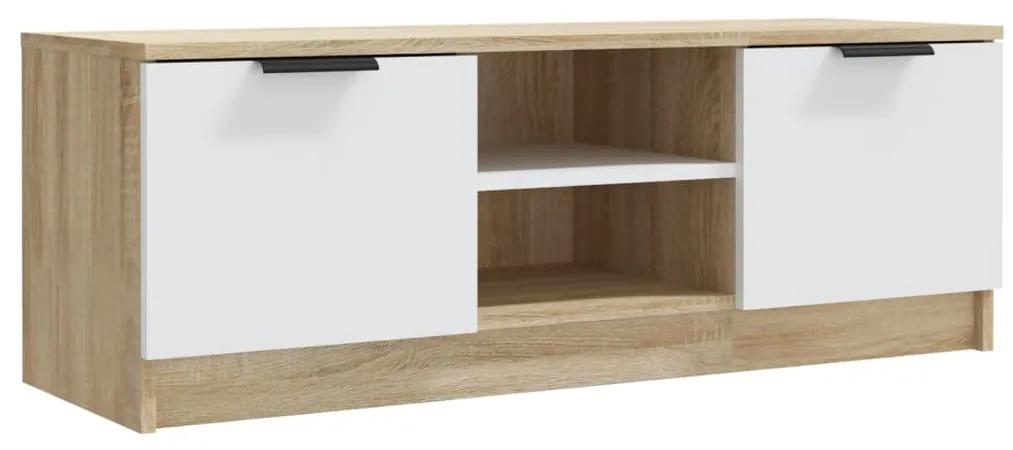 vidaXL Tv-meubel 102x35x36,5 cm bewerkt hout wit sonoma eikenkleurig