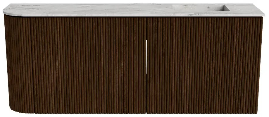 Mondiaz Joya DLux 100cm toiletmeubel ronding links walnut met wastafel faye rechts 1 kraangat glace