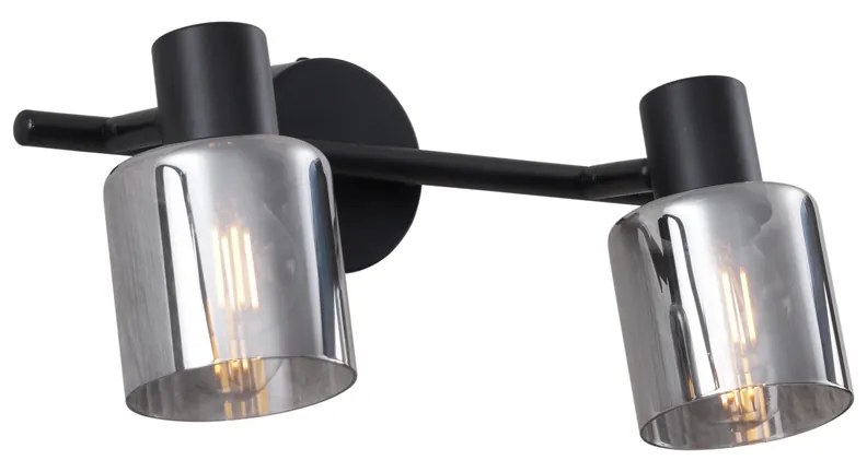 Moderne plafondlamp zwart met smoke glas rond 2-lichts - Cilin Modern E14 Scandinavisch Binnenverlichting Lamp