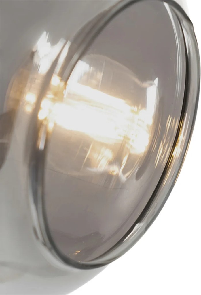 Vloerlamp zwart met goud met smoke glas 2-lichts - Zuzanna