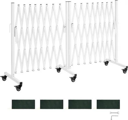 VEVOR Uitschuifbare schaarpoort, dubbele barrière met vergrendelbare wielen, verstelbaar tot 5,48 m, mobiele veiligheidsbarrière voor waarschuwingsdoeleinden, metalen barricade voor buiten- en industrieel gebruik