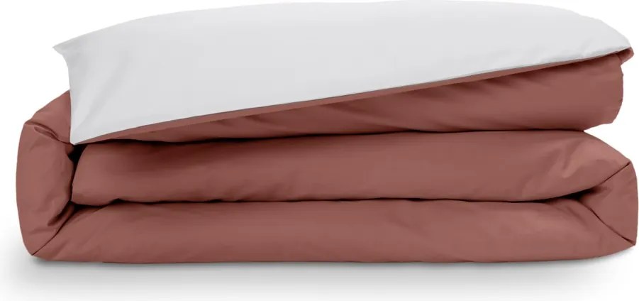 Emma Satijn Dekbedovertrek 240x220 cm Terracotta&amp;Licht Grijs