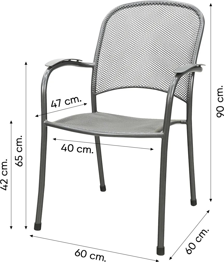 Royal Garden Carlo ronde stapelbare tuinset strekmetaal Ø90 cm.