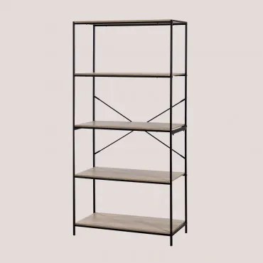 Baxter 80x170 Cm Rek In Ijzer En Hout Zwart - Houtbruin - Sklum
