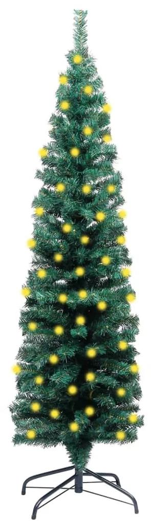 vidaXL Kunstkerstboom met LED's en standaard smal 150 cm PVC groen