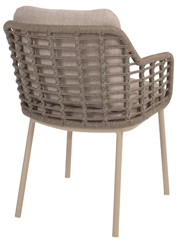 Taste by 4 Seasons Puglia tuinset latte met Prado tafel met teak blad Ø 160 cm Tuinset taupe weerbestendig