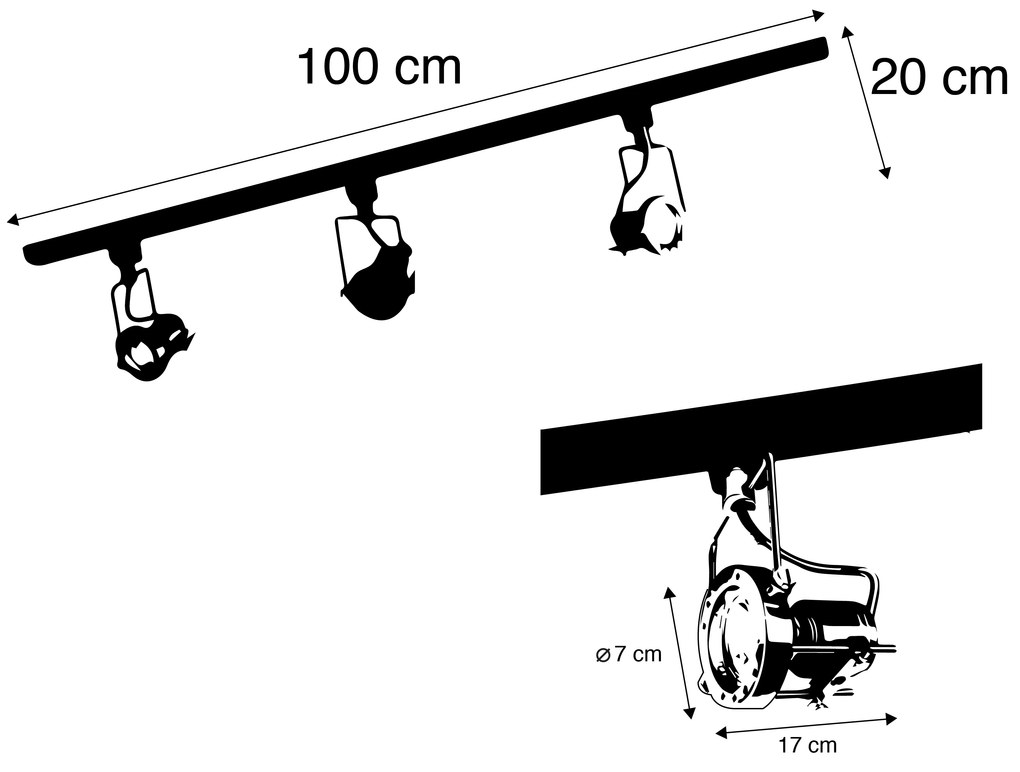 Modern railsysteem met 3 Spot / Opbouwspot / Plafondspots staal 1-fase - Iconic Suplux Modern GU10 Binnenverlichting Lamp