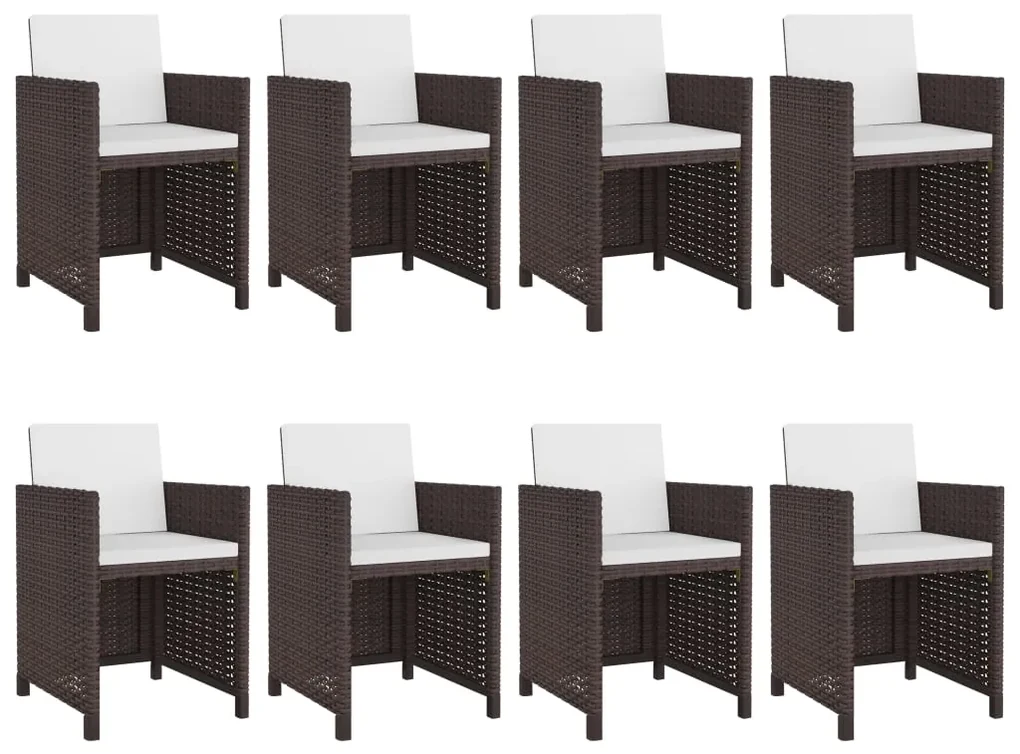 vidaXL 9-delige Tuinset met kussens poly rattan bruin