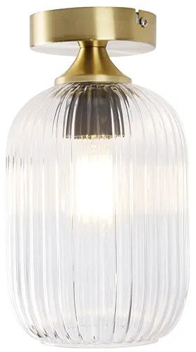 Art Deco plafondlamp messing met helder glas - Banci