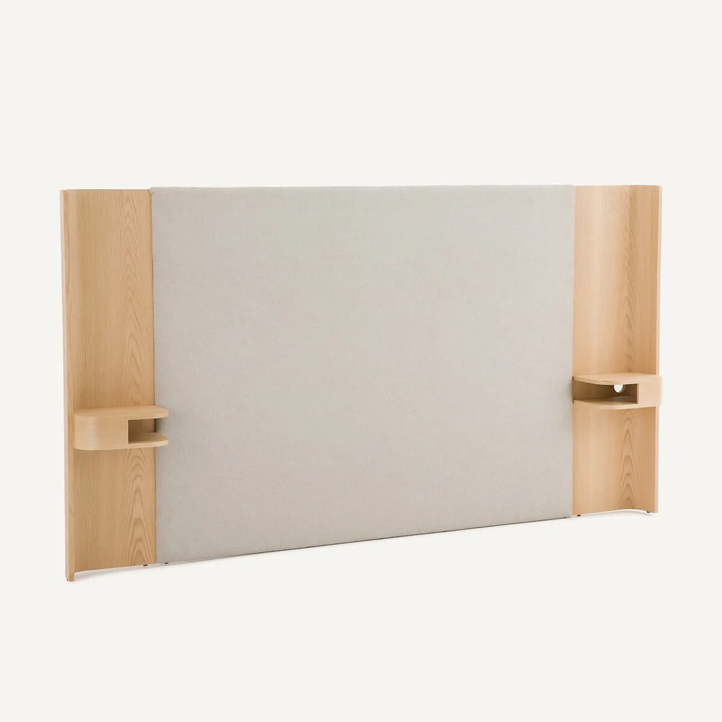 Eiken gefineerd hoofdbord met geïntegreerde nachtkastjes Abbas