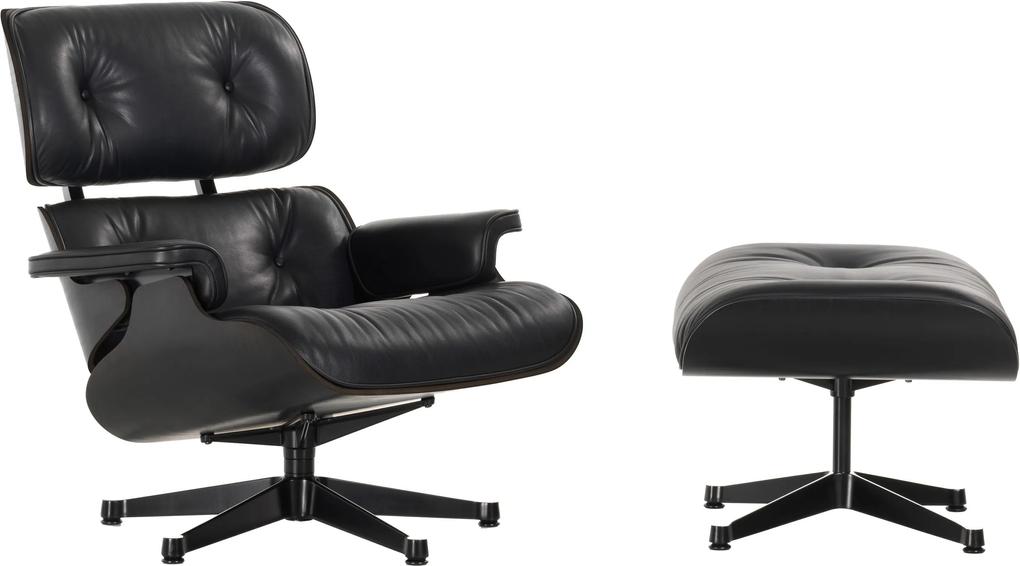 Vitra Eames Lounge chair met Ottoman fauteuil (klassieke afmetingen) zwart