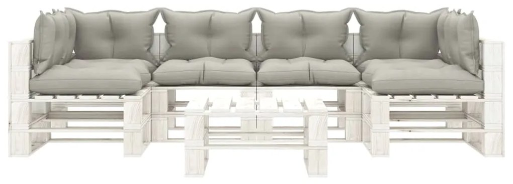 vidaXL 7-delige Loungeset met taupe kussens pallet hout