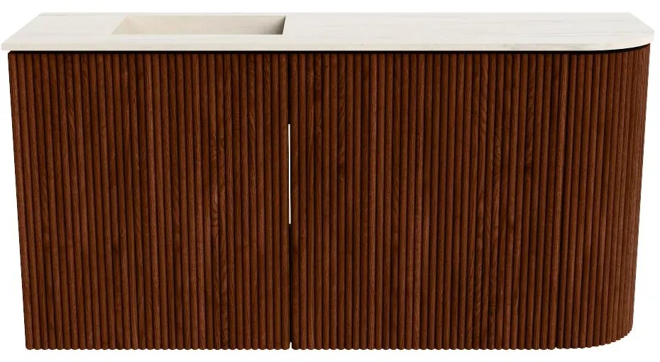 Mondiaz Joya DLux 80cm toiletmeubel ronding rechts ruby met wastafel faye links 1 kraangat meli