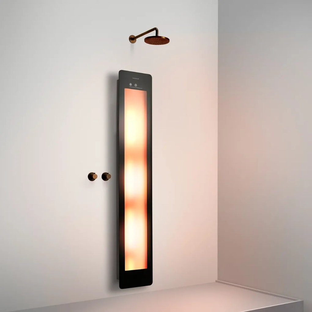 Sunshower Round Plus Large Black infraroodlamp en UV 33x185x10cm opbouw