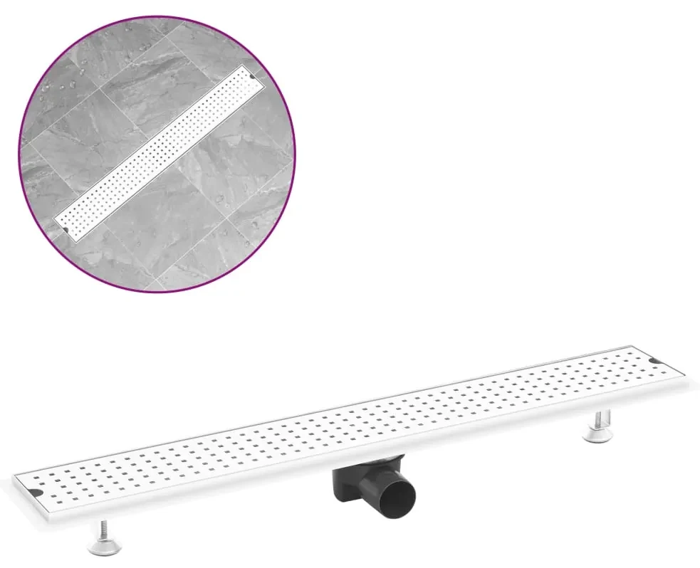 vidaXL Doucheafvoer gestippeld 83x14 cm roestvrij staal