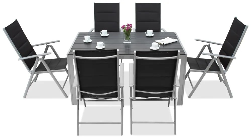 Aluminium tuinset polywood Verona voor 6 personen