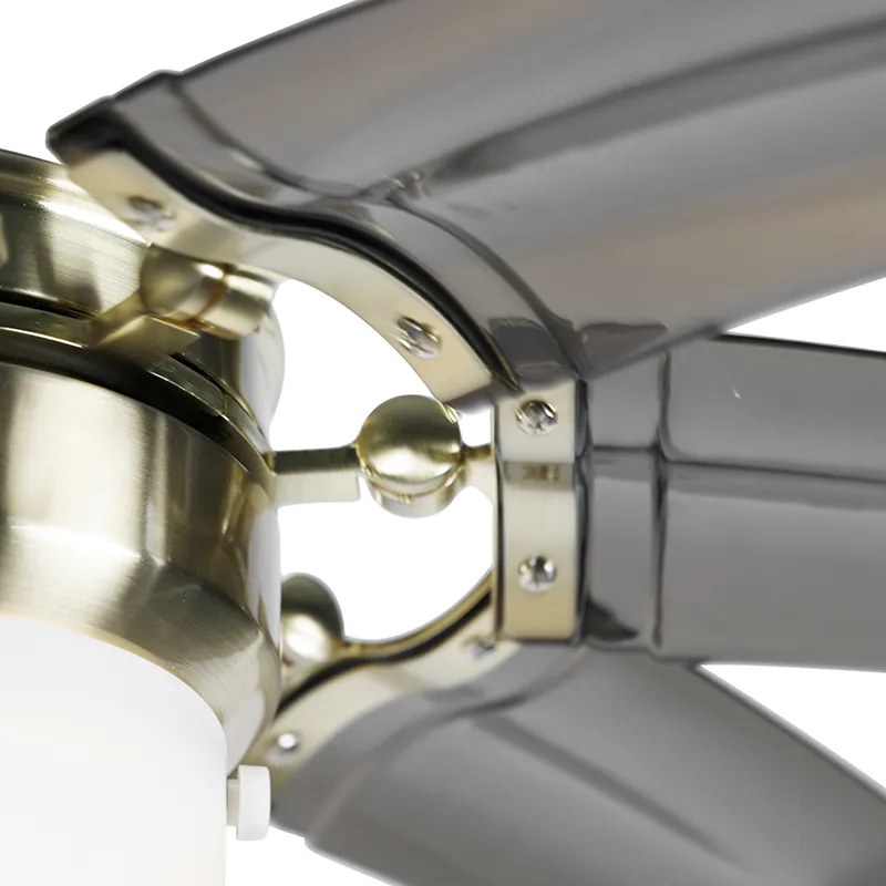 Design Plafondventilator met lamp messing met afstandsbediening - Wings 42 Modern E27 rond Binnenverlichting Lamp