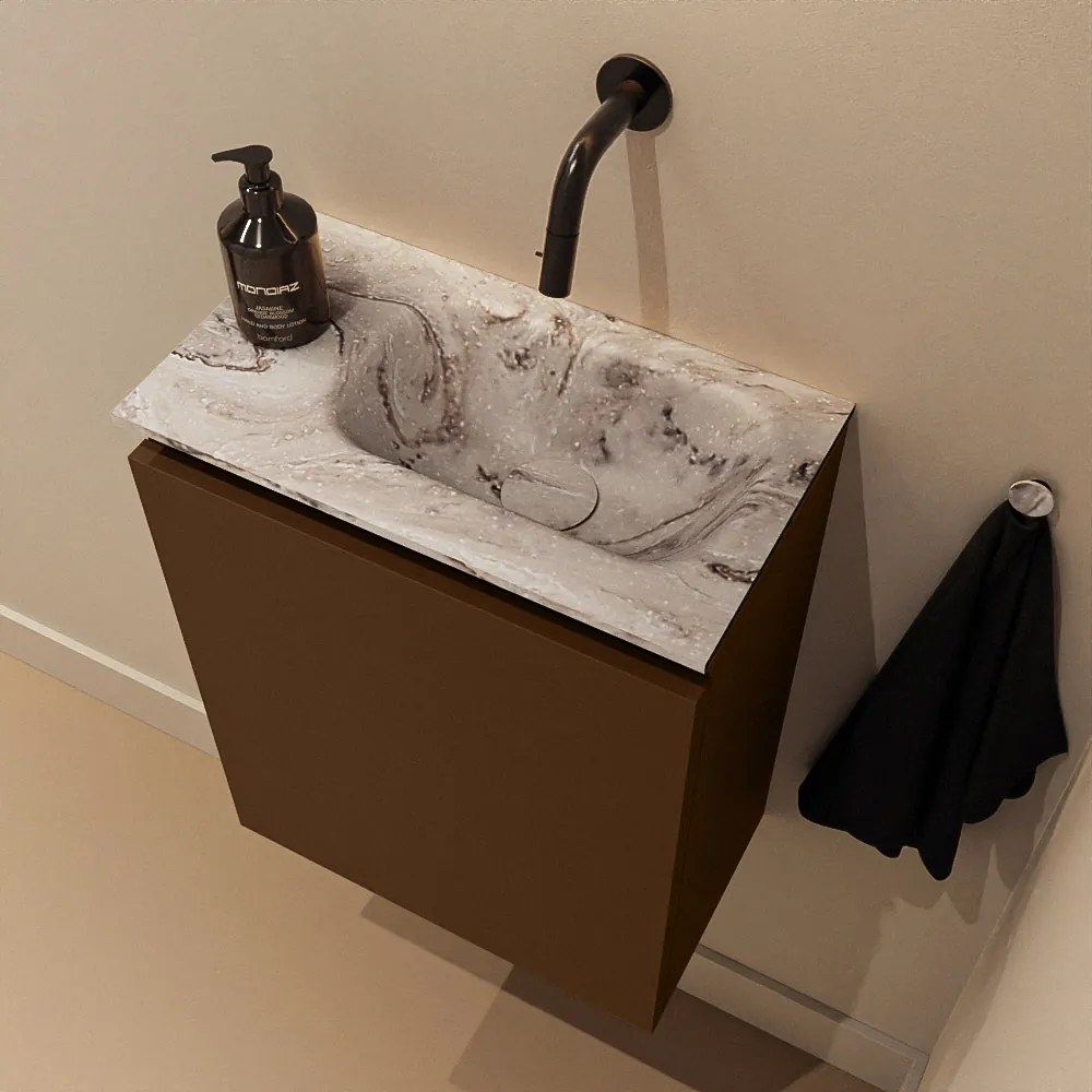 Mondiaz Ture DLux toiletmeubel 40cm rust met wastafel glace rechts zonder kraangat