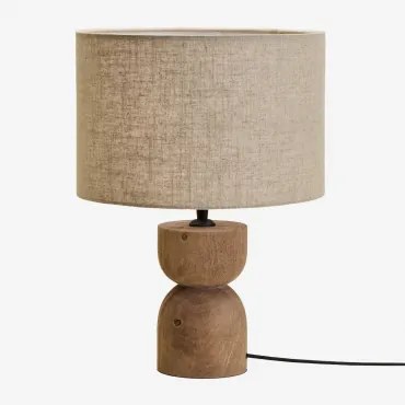 Mangohouten Tafellamp Diniz ?18 Cm & Licht Zandbruin Ø30 Cm - ?20 Cm Arlina - Sklum