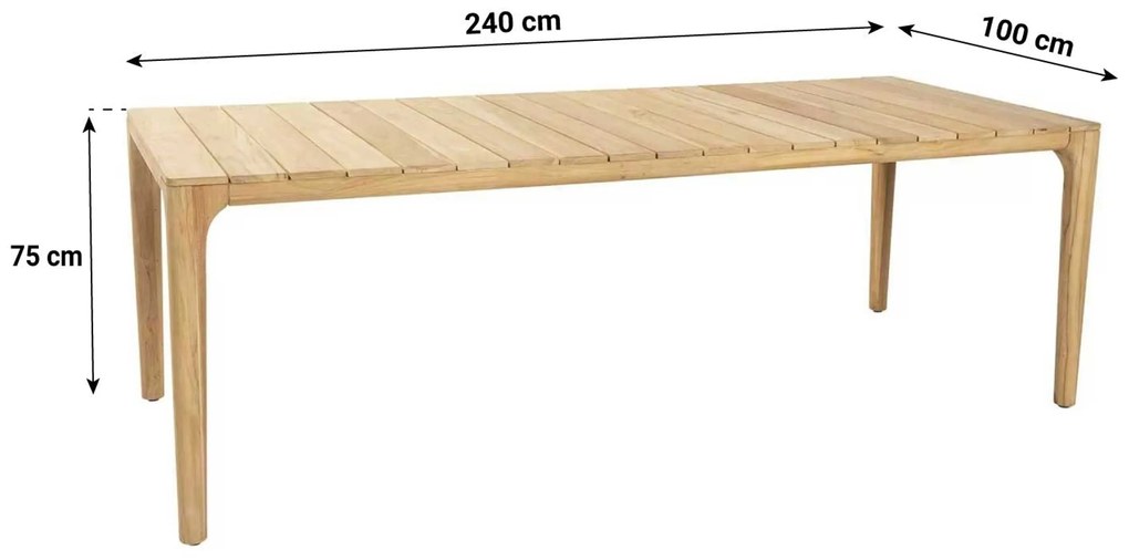Dining Tuintafel rechthoekig 240 x 100 cm Naturel teak Liam