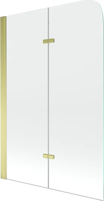 Mexen Felix badscherm 2-delig 80 x 140 cm, transparant, goud - 890-080-002-50-00