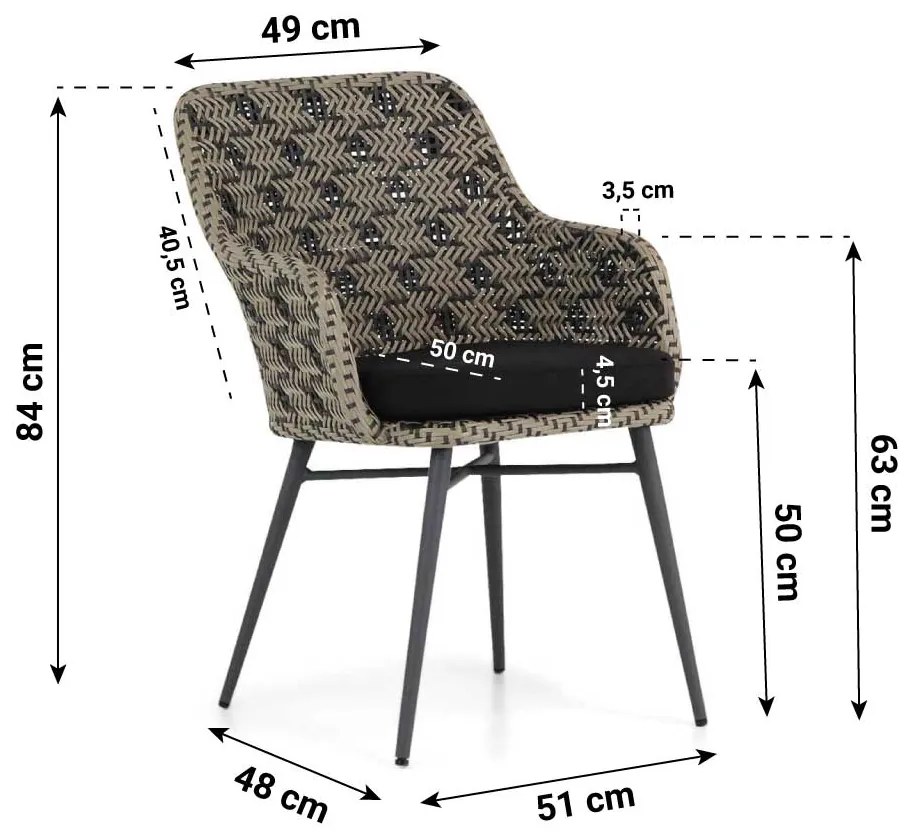 Tuinset 6 personen 240 cm Wicker Zwart Lifestyle Garden Furniture Crossway/Woodside