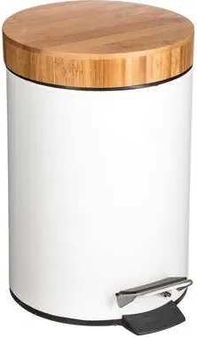 5Five pedaalemmer'Natureo'wit - 3L - 25 cm - Voor badkamer en toilet - Prullenbak