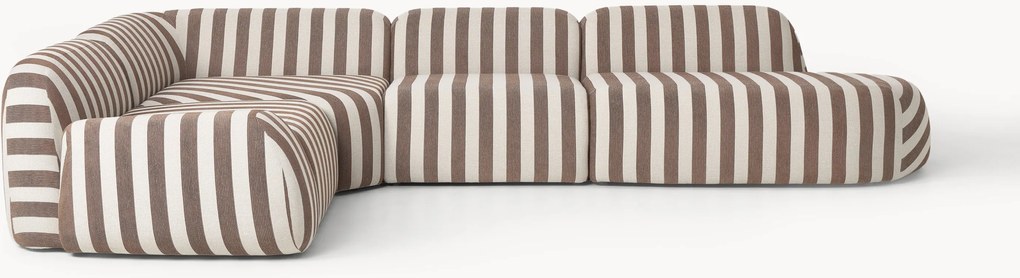 Gestreepte XL modulaire hoekbank Wolke met chaise longue