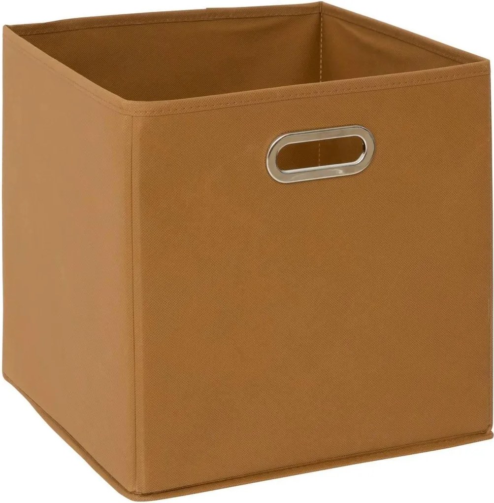 5Five linnen opbergdoos - 31x31x31 cm - Mosterdgele mand