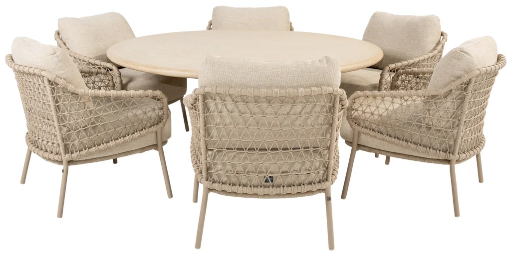 Hampton Sardinia low dining tuinset 160xH69 cm mortex latte 4 Seasons Outdoor