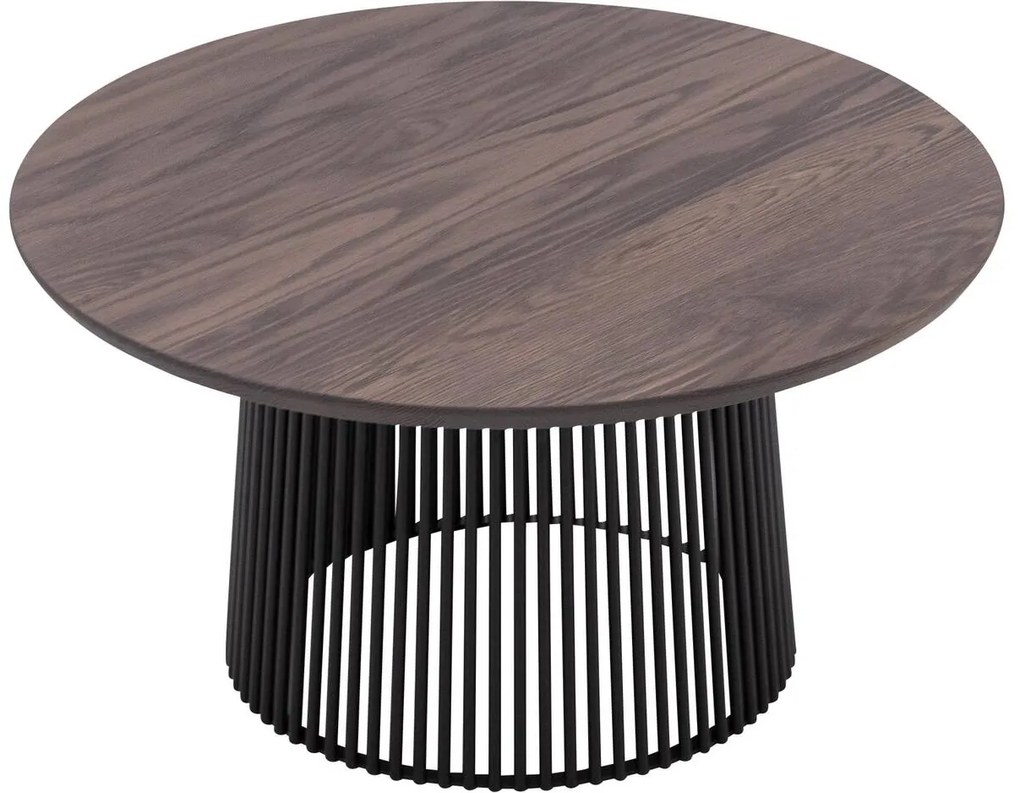 Goossens Excellent Salontafel Uniek rond, hout eiken donker bruin, elegant chic, 70 x 37 x 70 cm