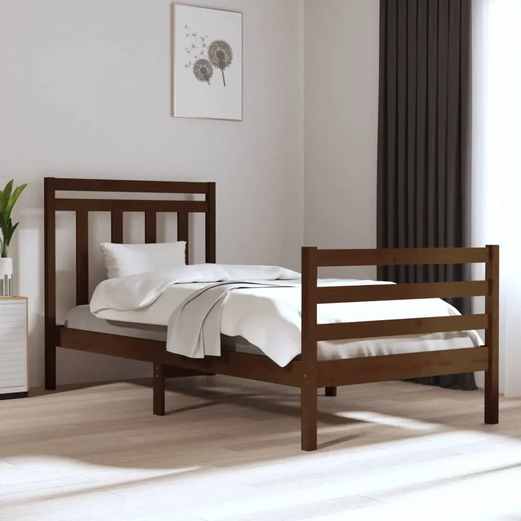 vidaXL Bedframe massief hout honingbruin 75x190 cm 2FT6 Small Single