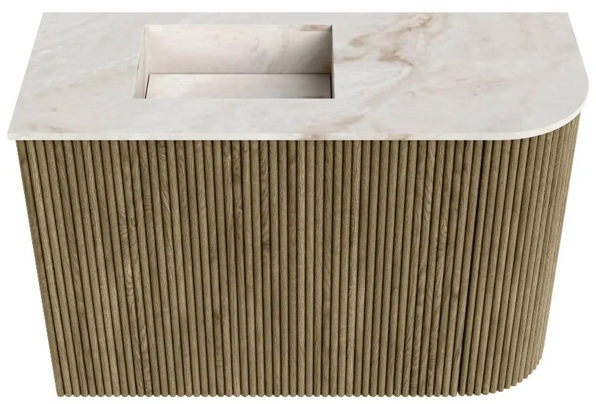 Mondiaz Joya DLux 60cm toiletmeubel ronding rechts dusk met wastafel faye links 1 kraangat frappe