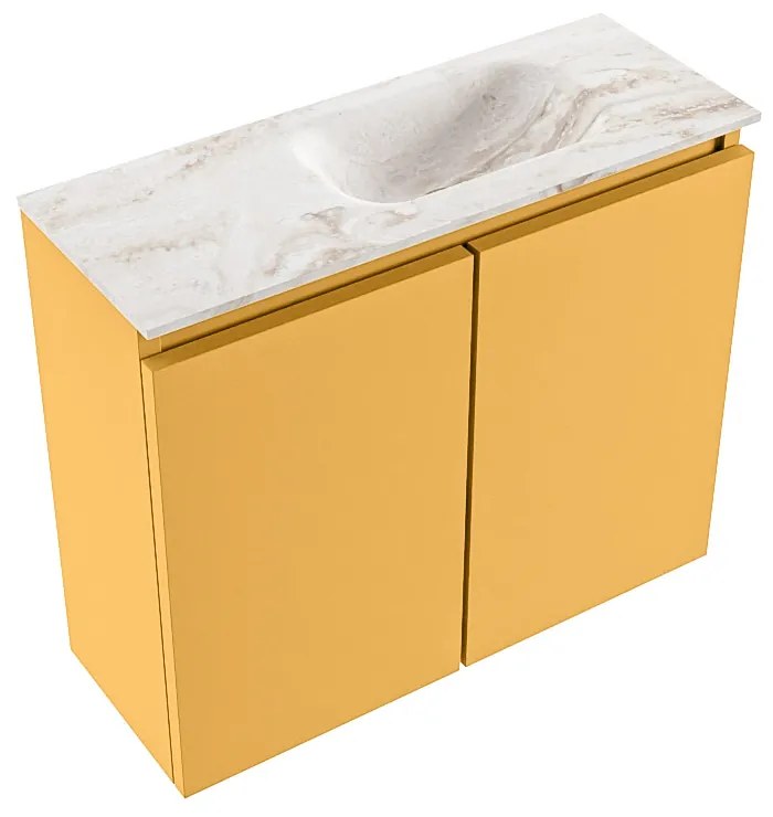 Mondiaz Ture DLux toiletmeubel 60cm ocher met wastafel frappe rechts met kraangat