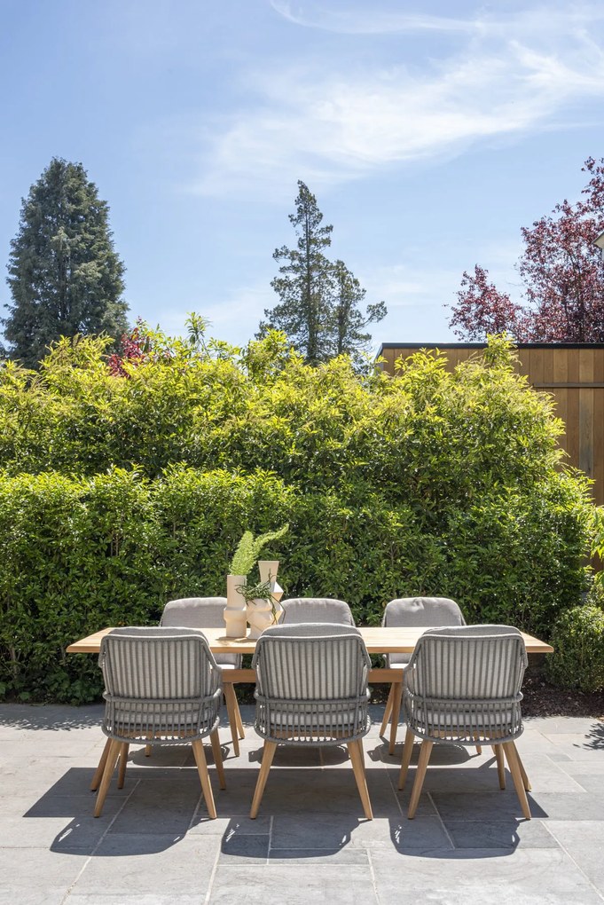 4 Seasons Outdoor Ancora dining set Teak Silver Grey met Bel Air tafel  Tuinset    houtkleur weerbestendig