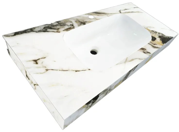 Lambini Designs Cantik keramische wastafel 80cm licht marmer met kraangat