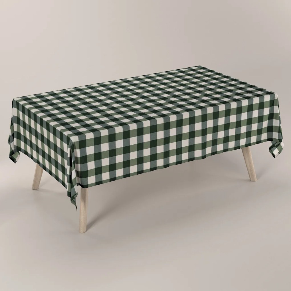 Dekoria Rechthoekig tafelkleed, groen-witte ruit (5,5x5,5cm), 130 x 160 cm